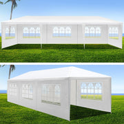 Danoz Outdoors ⛺ Instahut Gazebo 3x9m Marquee Wedding Party Tent Outdoor Camping Side Wall Canopy 8 Panel White - danozdirect