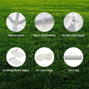 Danoz Outdoors ⛺ Instahut Gazebo 3x9m Marquee Wedding Party Tent Outdoor Camping Side Wall Canopy 8 Panel White - danozdirect