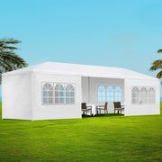 Danoz Outdoors ⛺ Instahut Gazebo 3x9m Marquee Wedding Party Tent Outdoor Camping Side Wall Canopy 8 Panel White - danozdirect