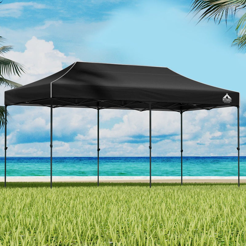 Danoz Outdoors ⛺ Instahut Gazebo Pop Up 3x6m w/Base Podx4 Marquee Folding Outdoor Wedding Camping Tent Shade Canopy Black - danozdirect