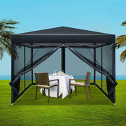 Danoz Outdoors - Instahut Gazebo Pop Up Marquee 3x3m Wedding Party Outdoor Camping Tent Canopy Shade Mesh Wall Black - danozdirect