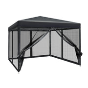 Danoz Outdoors - Instahut Gazebo Pop Up Marquee 3x3m Wedding Party Outdoor Camping Tent Canopy Shade Mesh Wall Black - danozdirect