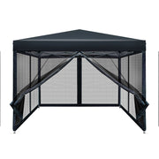 Danoz Outdoors - Instahut Gazebo Pop Up Marquee 3x3m Wedding Party Outdoor Camping Tent Canopy Shade Mesh Wall Black - danozdirect
