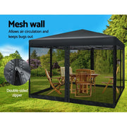 Danoz Outdoors - Instahut Gazebo Pop Up Marquee 3x3m Wedding Party Outdoor Camping Tent Canopy Shade Mesh Wall Black - danozdirect