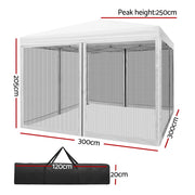 Danoz Outdoors - Instahut Gazebo Pop Up Marquee 3x3m Wedding Party Outdoor Camping Tent Canopy Shade Mesh Wall White - danozdirect