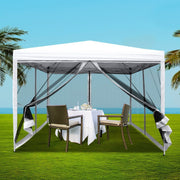 Danoz Outdoors - Instahut Gazebo Pop Up Marquee 3x3m Wedding Party Outdoor Camping Tent Canopy Shade Mesh Wall White - danozdirect