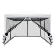 Danoz Outdoors - Instahut Gazebo Pop Up Marquee 3x3m Wedding Party Outdoor Camping Tent Canopy Shade Mesh Wall White - danozdirect