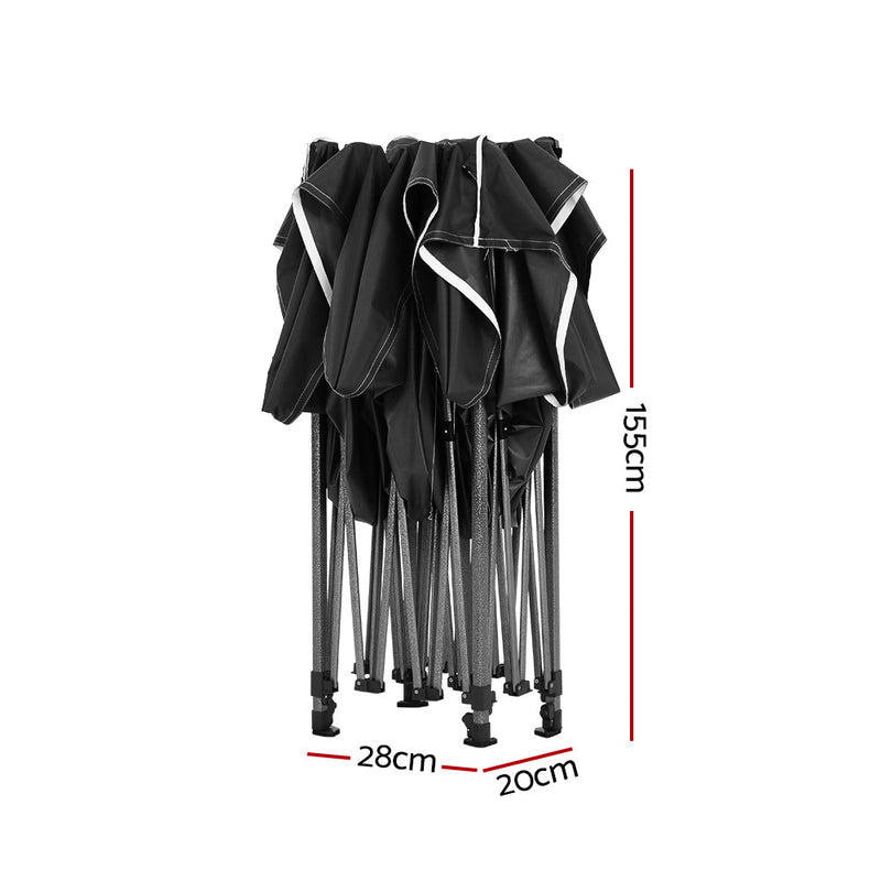 Danoz Outdoors - Instahut Gazebo Pop Up Marquee 3x4.5 Folding 500D Wedding Tent Base Pod Black - danozdirect