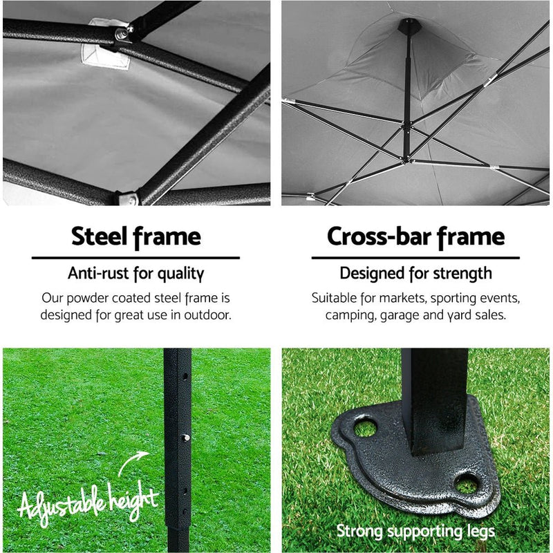 Danoz Outdoors - Instahut Gazebo Pop Up Marquee 3x4.5 Folding Tent 500D Oxford Fabric White - danozdirect