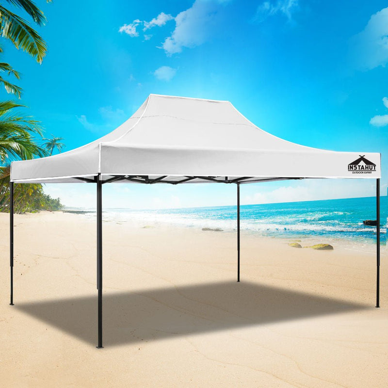 Danoz Outdoors - Instahut Gazebo Pop Up Marquee 3x4.5 Folding Tent 500D Oxford Fabric White - danozdirect