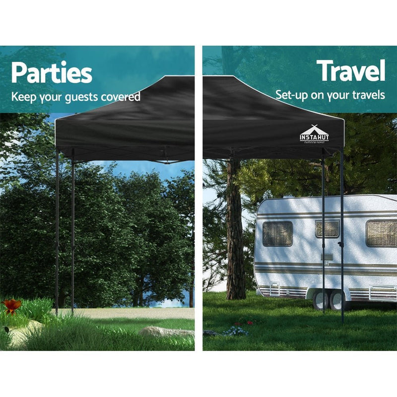 Danoz Outdoors - Instahut Gazebo Pop Up Marquee 3x4.5 Folding Tent 500D Wedding Camping Black - danozdirect