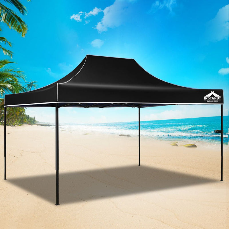 Danoz Outdoors - Instahut Gazebo Pop Up Marquee 3x4.5 Folding Tent 500D Wedding Camping Black - danozdirect