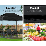 Danoz Outdoors - Instahut Gazebo Pop Up Marquee 3x4.5 Folding Tent 500D Wedding Camping Black - danozdirect