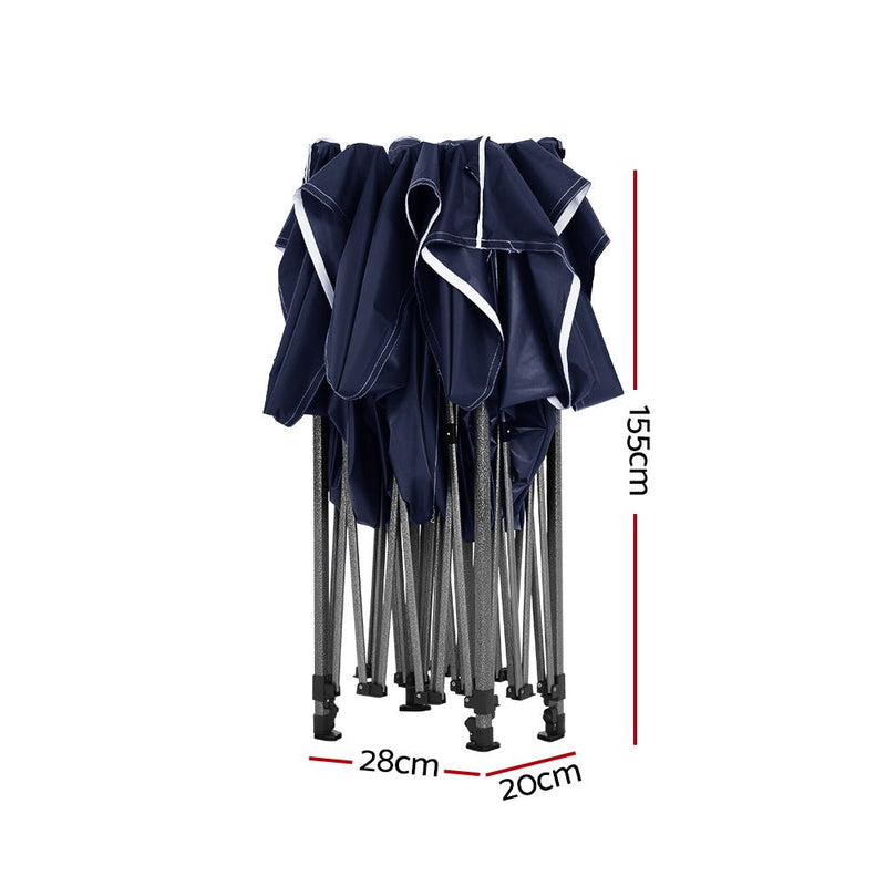 Danoz Outdoors - Instahut Gazebo Pop Up Marquee 3x4.5m Folding Tent Camping 500D Oxford Navy - danozdirect