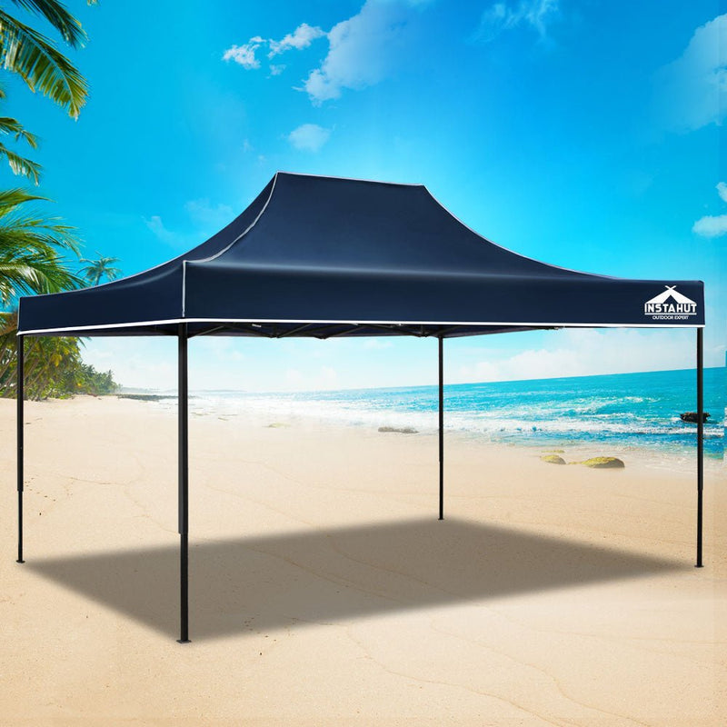 Danoz Outdoors - Instahut Gazebo Pop Up Marquee 3x4.5m Folding Tent Camping 500D Oxford Navy - danozdirect