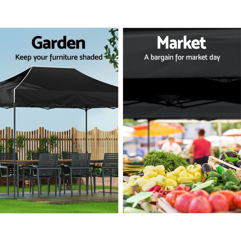 Danoz Outdoors - Instahut Gazebo Pop Up Marquee 3x4.5m Folding Tent Camping 500D Oxford Navy - danozdirect