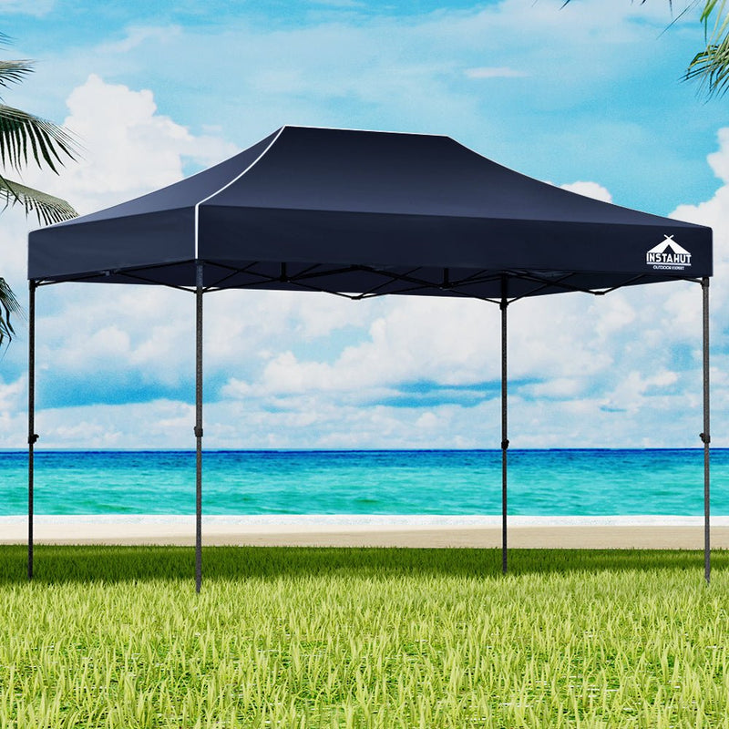 Danoz Outdoors - Instahut Gazebo Pop Up Marquee 3x4.5m Folding Tent Camping 500D Oxford Navy - danozdirect