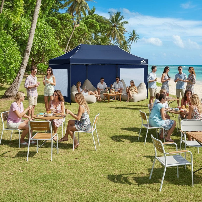 Danoz Outdoors - Instahut Gazebo Pop Up Marquee 3x6 Folding Tent Gazebos Camping 500D Oxford Navy - danozdirect