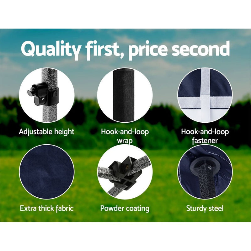 Danoz Outdoors - Instahut Gazebo Pop Up Marquee 3x6 Folding Tent Wedding 500D Oxford Camping Navy - danozdirect