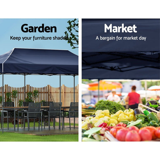 Danoz Outdoors - Instahut Gazebo Pop Up Marquee 3x6 Folding Tent Wedding 500D Oxford Camping Navy - danozdirect