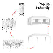 Danoz Outdoors - Instahut Gazebo Pop Up Marquee 3x6m Wedding Party Outdoor Camping Tent Canopy Side Wall White - danozdirect