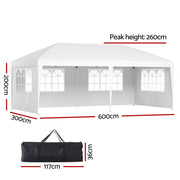 Danoz Outdoors - Instahut Gazebo Pop Up Marquee 3x6m Wedding Party Outdoor Camping Tent Canopy Side Wall White - danozdirect
