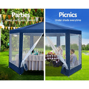 Danoz Outdoors - Instahut Gazebo?2x2m Marquee Wedding Party Tent Outdoor Camping Mesh Wall Canopy Shade Gazebos Navy - Incl. Delivery - danozdirect