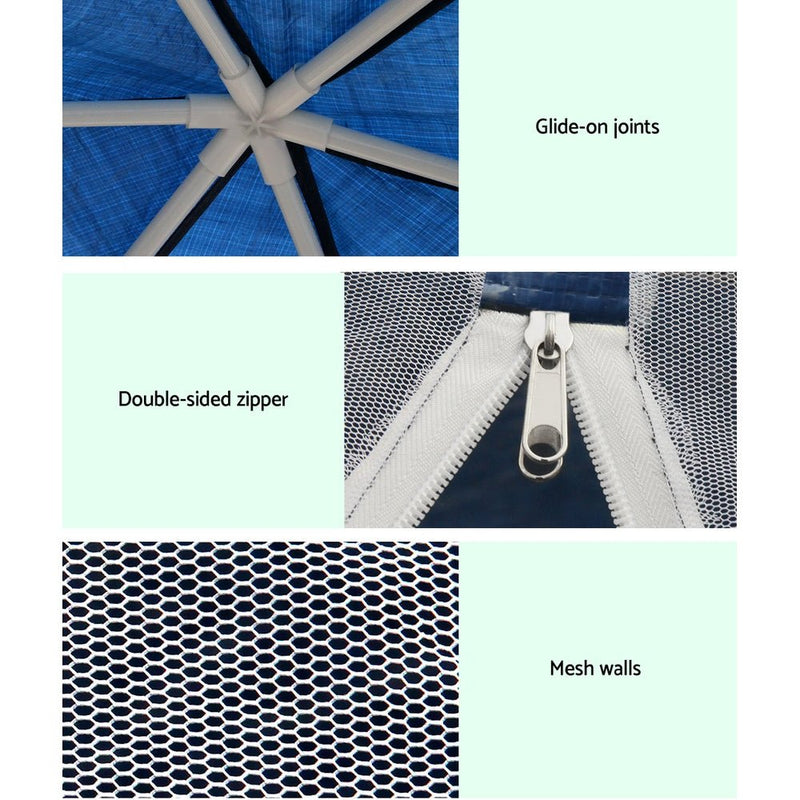 Danoz Outdoors - Instahut Gazebo?2x2m Marquee Wedding Party Tent Outdoor Camping Mesh Wall Canopy Shade Gazebos Navy - Incl. Delivery - danozdirect
