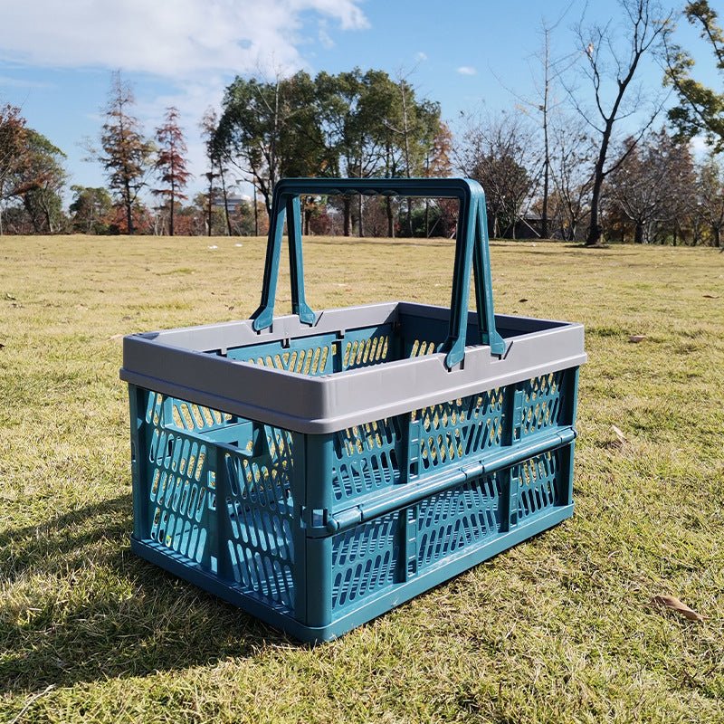 Danoz Outdoors - Large Collapsible Storage Basket with Handles - Portable Folding Crate for Shopping, Picnics & Car Trunk(blue) - danozdirect