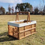 Danoz Outdoors - Large Collapsible Storage Basket with Handles - Portable Folding Crate for Shopping, Picnics & Car Trunk(Brown ) - danozdirect