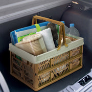 Danoz Outdoors - Large Collapsible Storage Basket with Handles - Portable Folding Crate for Shopping, Picnics & Car Trunk(Brown ) - danozdirect