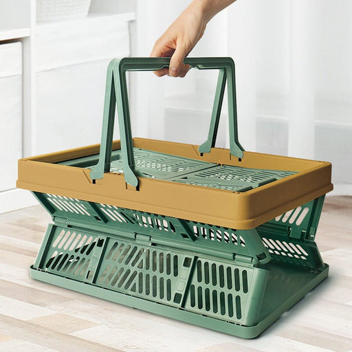 Danoz Outdoors - Large Collapsible Storage Basket with Handles - Portable Folding Crate for Shopping, Picnics & Car Trunk(Brown ) - danozdirect