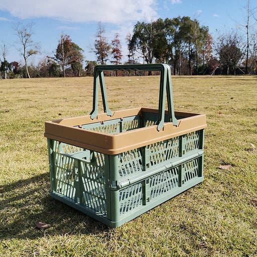 Danoz Outdoors - Large Collapsible Storage Basket with Handles - Portable Folding Crate for Shopping, Picnics & Car Trunk(green) - danozdirect
