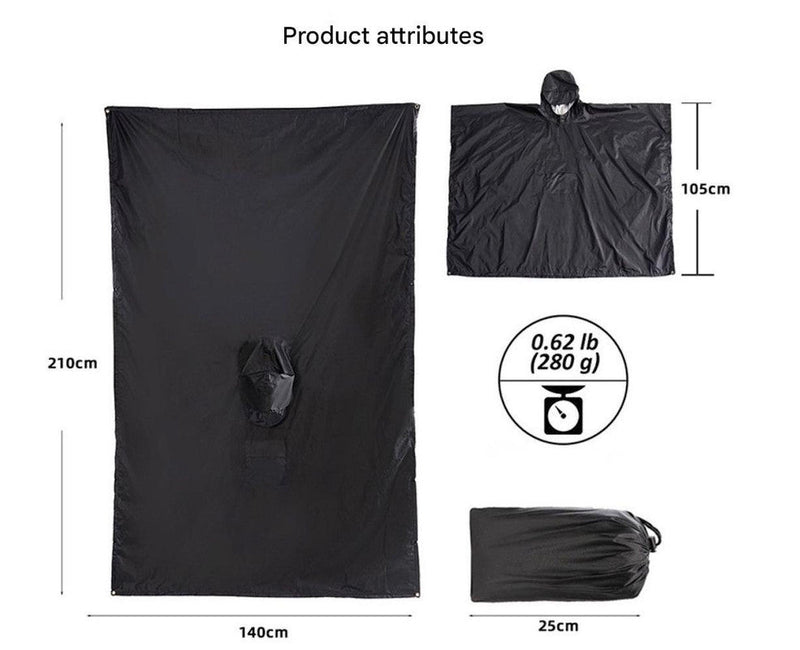 Danoz Outdoors - Orange Portable Outdoor Camping Poncho - Can be used as Raincoat, Tarp, Ground Cover (Polyester silver coated without pockets) - danozdirect