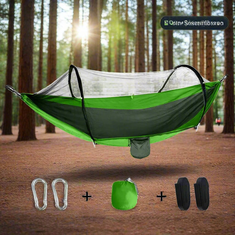 Danoz Outdoors - Outdoor Camping Hammock with Mosquito Net - Lightweight 260x140cm, Portable Travel & Hiking Gear Green - danozdirect