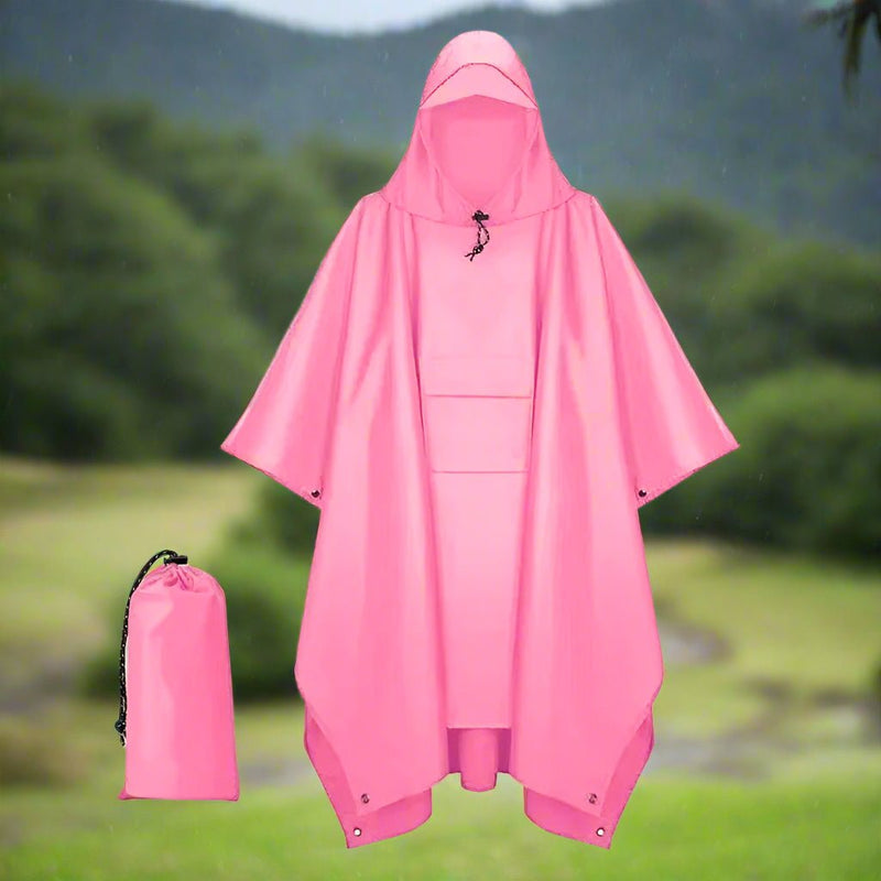 Danoz Outdoors - Pink Portable Outdoor Camping Poncho - Can be used as Raincoat, Tarp, Ground Cover - danozdirect
