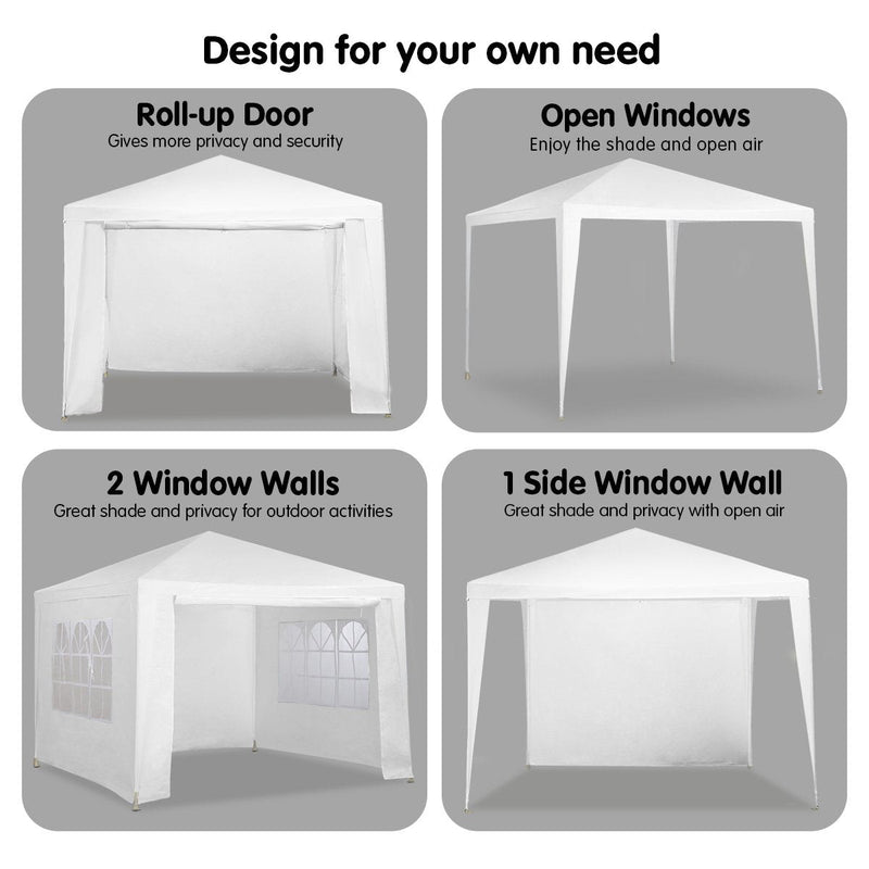 Danoz Outdoors - Wallaroo 3x3m Outdoor Party Wedding Event Gazebo Tent - White - danozdirect