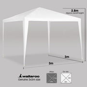 Danoz Outdoors - Wallaroo 3x3m Outdoor Party Wedding Event Gazebo Tent - White - danozdirect