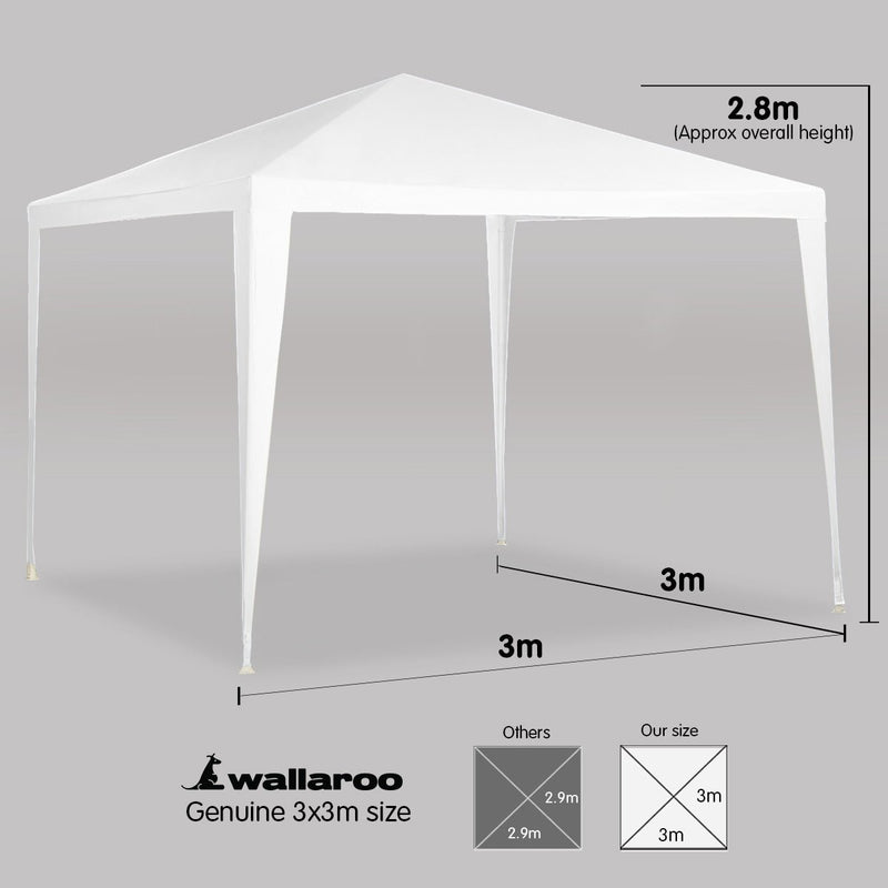 Danoz Outdoors - Wallaroo 3x3m Outdoor Party Wedding Event Gazebo Tent - White - danozdirect