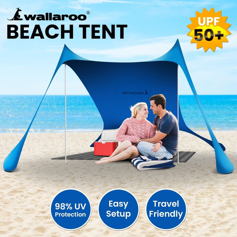 Danoz Outdoors - Wallaroo Beach Tent Canopy Sunshade 2m X 2m - Blue - Incl. Delivery - danozdirect