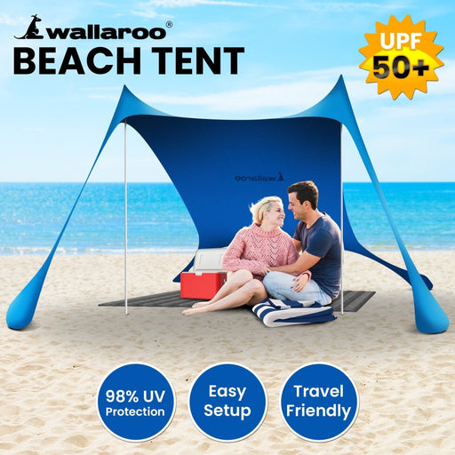 Danoz Outdoors - Wallaroo Beach Tent Canopy Sunshade 2m X 2m - Blue - Incl. Delivery - danozdirect
