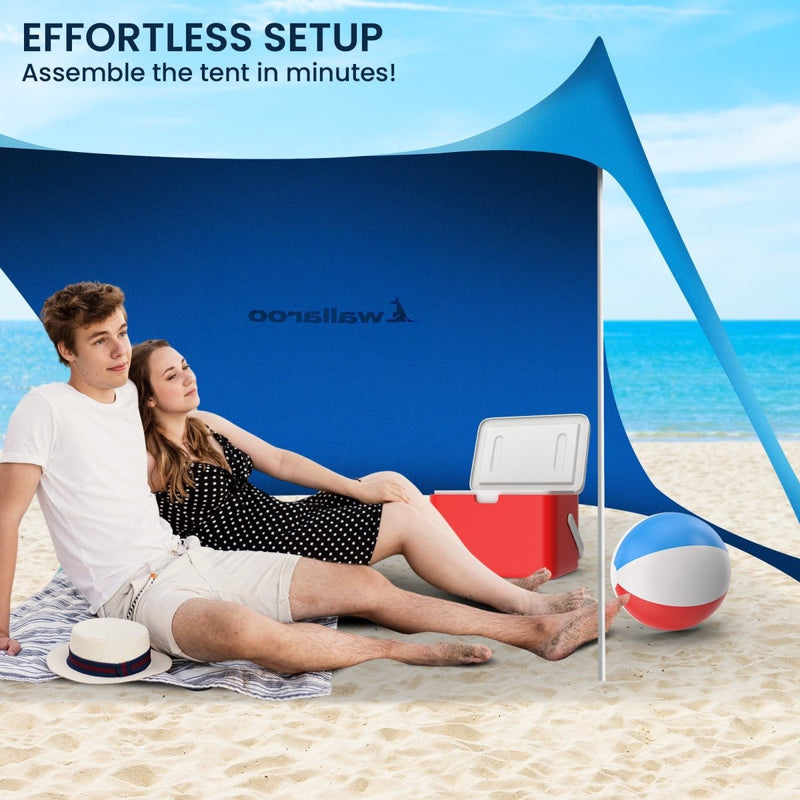 Danoz Outdoors - Wallaroo Beach Tent Canopy Sunshade 2m X 2m - Blue - Incl. Delivery - danozdirect