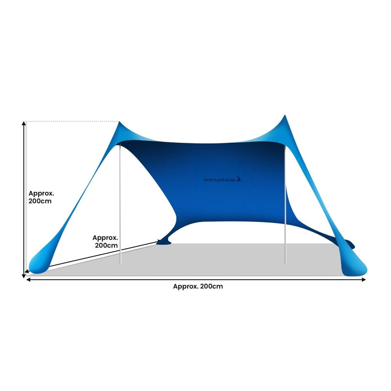 Danoz Outdoors - Wallaroo Beach Tent Canopy Sunshade 2m X 2m - Blue - Incl. Delivery - danozdirect