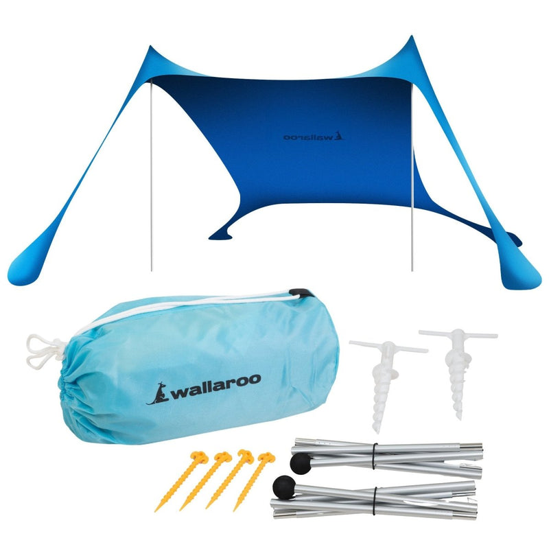 Danoz Outdoors - Wallaroo Beach Tent Canopy Sunshade 2m X 2m - Blue - Incl. Delivery - danozdirect