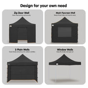 Danoz Outdoors - Wallaroo Gazebo Tent Marquee 3x3 PopUp Outdoor Black - danozdirect