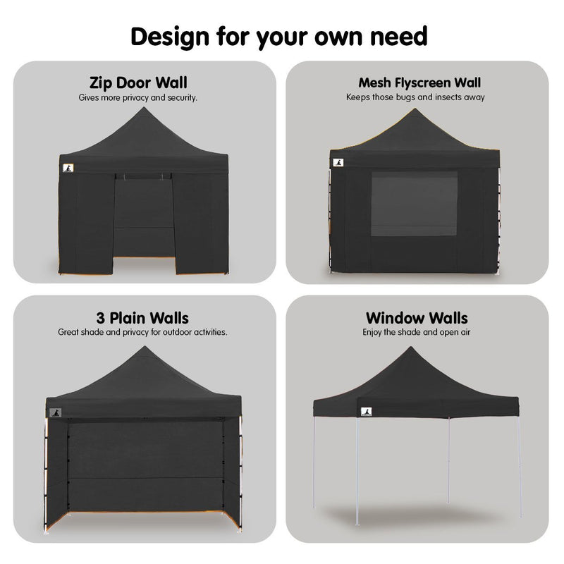 Danoz Outdoors - Wallaroo Gazebo Tent Marquee 3x3 PopUp Outdoor Black - danozdirect