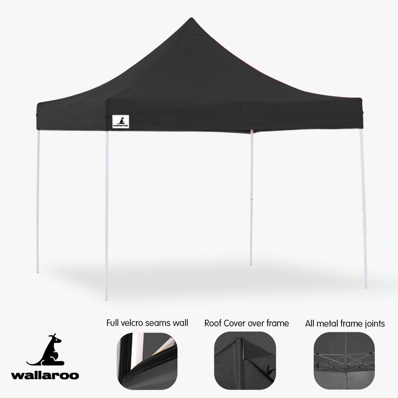 Danoz Outdoors - Wallaroo Gazebo Tent Marquee 3x3 PopUp Outdoor Black - danozdirect