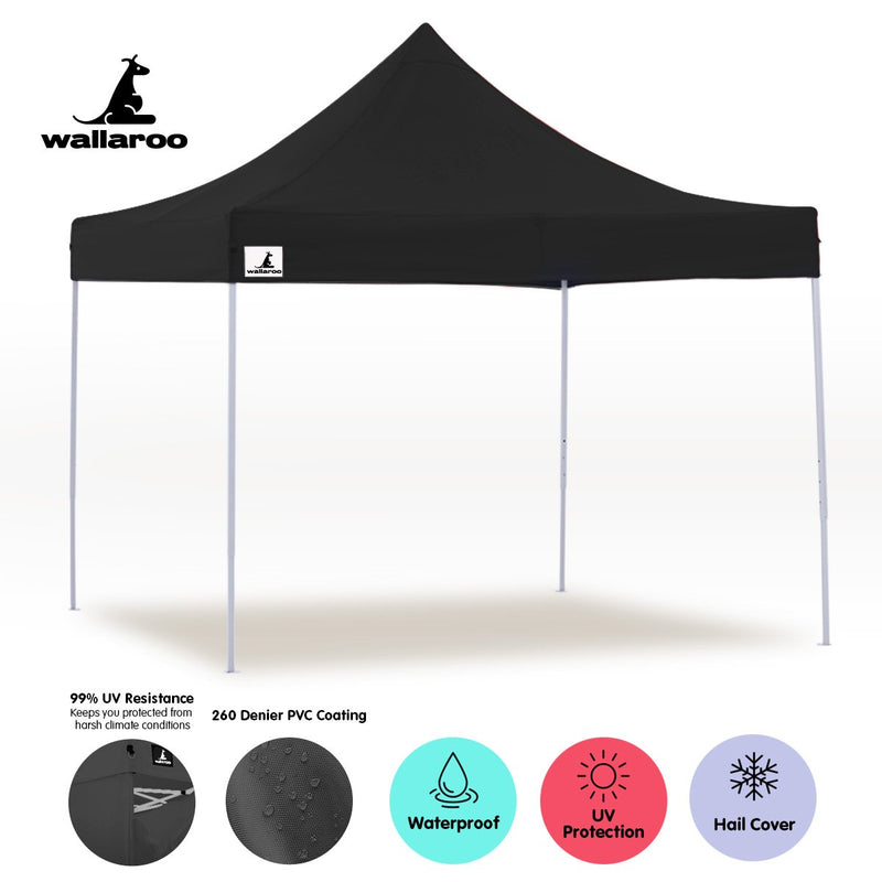 Danoz Outdoors - Wallaroo Gazebo Tent Marquee 3x3 PopUp Outdoor Black - danozdirect