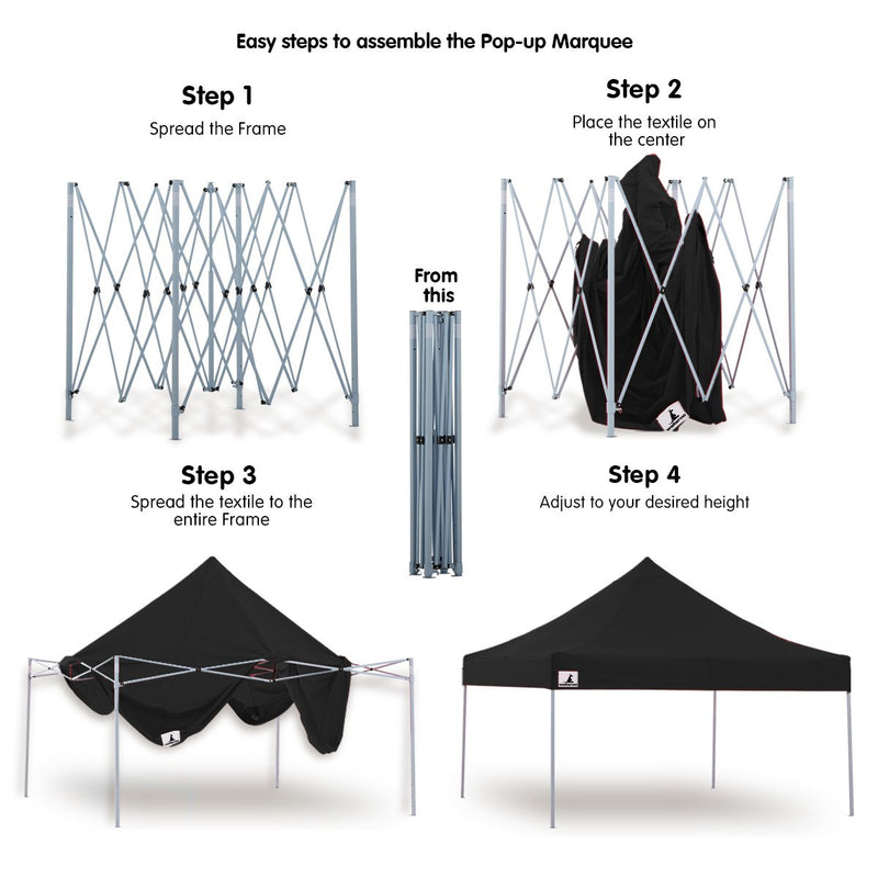 Danoz Outdoors - Wallaroo Gazebo Tent Marquee 3x3 PopUp Outdoor Black - danozdirect