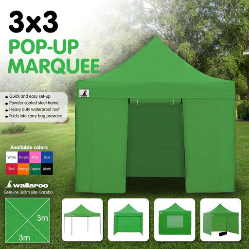 Danoz Outdoors - Wallaroo Gazebo Tent Marquee 3x3 Popup Outdoor - Green - danozdirect